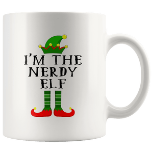 RobustCreative-Im The Nerdy Elf Matching Family Christmas - 11oz White Mug Christmas group green pjs costume Gift Idea