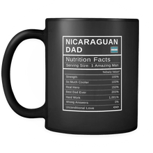Load image into Gallery viewer, RobustCreative-Nicaraguan Dad, Nutrition Facts Fathers Day Hero Gift - Nicaraguan Pride 11oz Funny Black Coffee Mug - Real Nicaragua Hero Papa National Heritage - Friends Gift - Both Sides Printed
