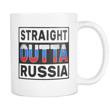 Load image into Gallery viewer, RobustCreative-Straight Outta Russia - Russian Flag 11oz Funny White Coffee Mug - Independence Day Family Heritage - Women Men Friends Gift - Both Sides Printed (Distressed)
