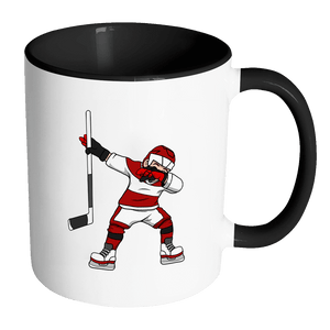 RobustCreative-Dabbing Ice Hockey - Hockey 11oz Funny Black & White Coffee Mug - Puck Madness Eat Sleep Hockey Repeat - Women Men Friends Gift - Both Sides Printed (Distressed)