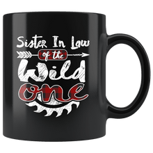 Load image into Gallery viewer, RobustCreative-Sister In Law of the Wild One Lumberjack Woodworker - 11oz Black Mug measure once plaid pajamas Gift Idea
