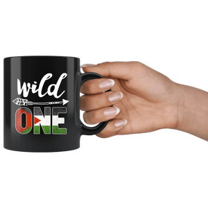 RobustCreative-Palestine Wild One Birthday Outfit 1 Palestinian Flag Black 11oz Mug Gift Idea
