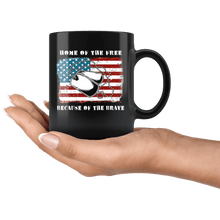 Load image into Gallery viewer, RobustCreative-Identification Tag American Flag Home of the Free Distressed - Military Family 11oz Black Mug Deployed Duty Forces support troops CONUS Gift Idea - Both Sides Printed
