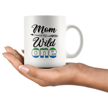 Load image into Gallery viewer, RobustCreative-Sierra Leonean Mom of the Wild One Birthday Sierra Leone Flag White 11oz Mug Gift Idea
