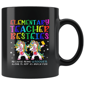 RobustCreative-Elementary School Teacher Besties Teacher's Day Best Friend Black 11oz Mug Gift Idea