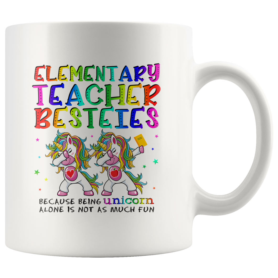 RobustCreative-Elementary School Teacher Besties Teacher's Day Best Friend White 11oz Mug Gift Idea