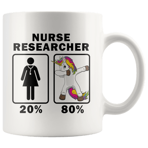 RobustCreative-Nurse Researcher Dabbing Unicorn 80 20 Principle Superhero Girl Womens - 11oz White Mug Medical Personnel Gift Idea