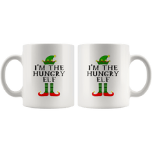 Load image into Gallery viewer, RobustCreative-Im The Hungry Elf Matching Family Christmas - 11oz White Mug Christmas group green pjs costume Gift Idea
