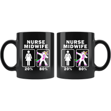 Load image into Gallery viewer, RobustCreative-Nurse Midwife Dabbing Unicorn 20 80 Principle Superhero Girl Womens - 11oz Black Mug Medical Personnel Gift Idea
