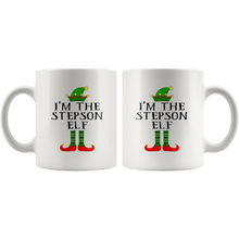 Load image into Gallery viewer, RobustCreative-Im The Stepson Elf Matching Family Christmas - 11oz White Mug Christmas group green pjs costume Gift Idea
