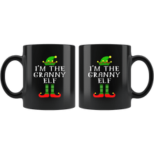 Load image into Gallery viewer, RobustCreative-Im The Granny Elf Matching Family Christmas - 11oz Black Mug Christmas group green pjs costume Gift Idea
