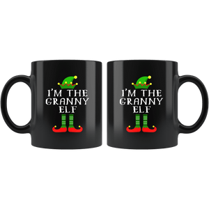 RobustCreative-Im The Granny Elf Matching Family Christmas - 11oz Black Mug Christmas group green pjs costume Gift Idea