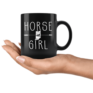 RobustCreative-Indiana Horse Girl Gifts Hoosier Shape Country for women - 11oz Black Mug Riding Lover Gift Idea