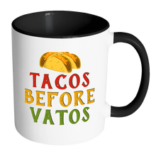 Load image into Gallery viewer, RobustCreative-Tacos Before Vatos - Cinco De Mayo Mexican Fiesta - No Siesta Mexico Party - 11oz Black &amp; White Funny Coffee Mug Women Men Friends Gift ~ Both Sides Printed
