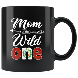 RobustCreative-Peruvian Mom of the Wild One Birthday Peru Flag Black 11oz Mug Gift Idea