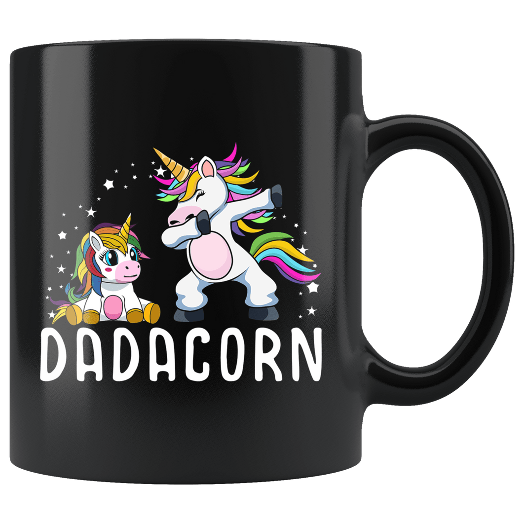 RobustCreative-Dadacorn Dabbing Unicorn Dad And Baby Fathers Day Gift Party Black 11oz Mug Gift Idea