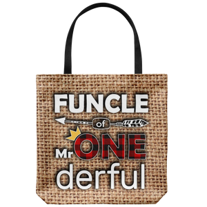 RobustCreative-Funcle of Mr Onederful Crown 1st Birthday Boy Buffalo Plaid Tote Bag Gift Idea