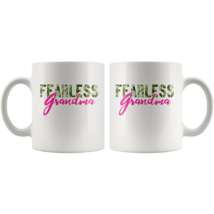 RobustCreative-Fearless Grandma Camo Hard Charger Veterans Day - Military Family 11oz White Mug Retired or Deployed support troops Gift Idea - Both Sides Printed