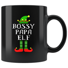 Load image into Gallery viewer, RobustCreative-Im The Bossy Papa Elf Family Matching Outfits PJ - 11oz Black Mug Christmas group green pjs costume Gift Idea
