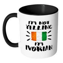Load image into Gallery viewer, RobustCreative-I&#39;m Not Yelling I&#39;m Ivorian Flag - Ivory Coast Pride 11oz Funny Black &amp; White Coffee Mug - Coworker Humor That&#39;s How We Talk - Women Men Friends Gift - Both Sides Printed (Distressed)
