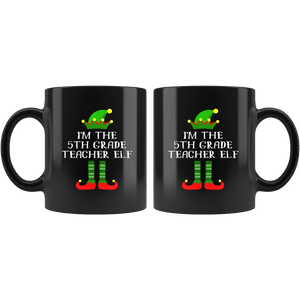 RobustCreative-Im The 5th Grade Teacher Elf Christmas Teaching's - 11oz Black Mug I Just Really Like to Teach Cute Tiny Humans Gift Idea