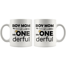 Load image into Gallery viewer, RobustCreative-Boy Mom of Mr Onederful Crown 1st Birthday Baby Boy Outfit White 11oz Mug Gift Idea
