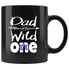 Load image into Gallery viewer, RobustCreative-Israeli Dad of the Wild One Birthday Israel Flag Black 11oz Mug Gift Idea
