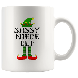 RobustCreative-Im The Sassy Niece Elf Family Matching Outfits PJ - 11oz White Mug Christmas group green pjs costume Gift Idea