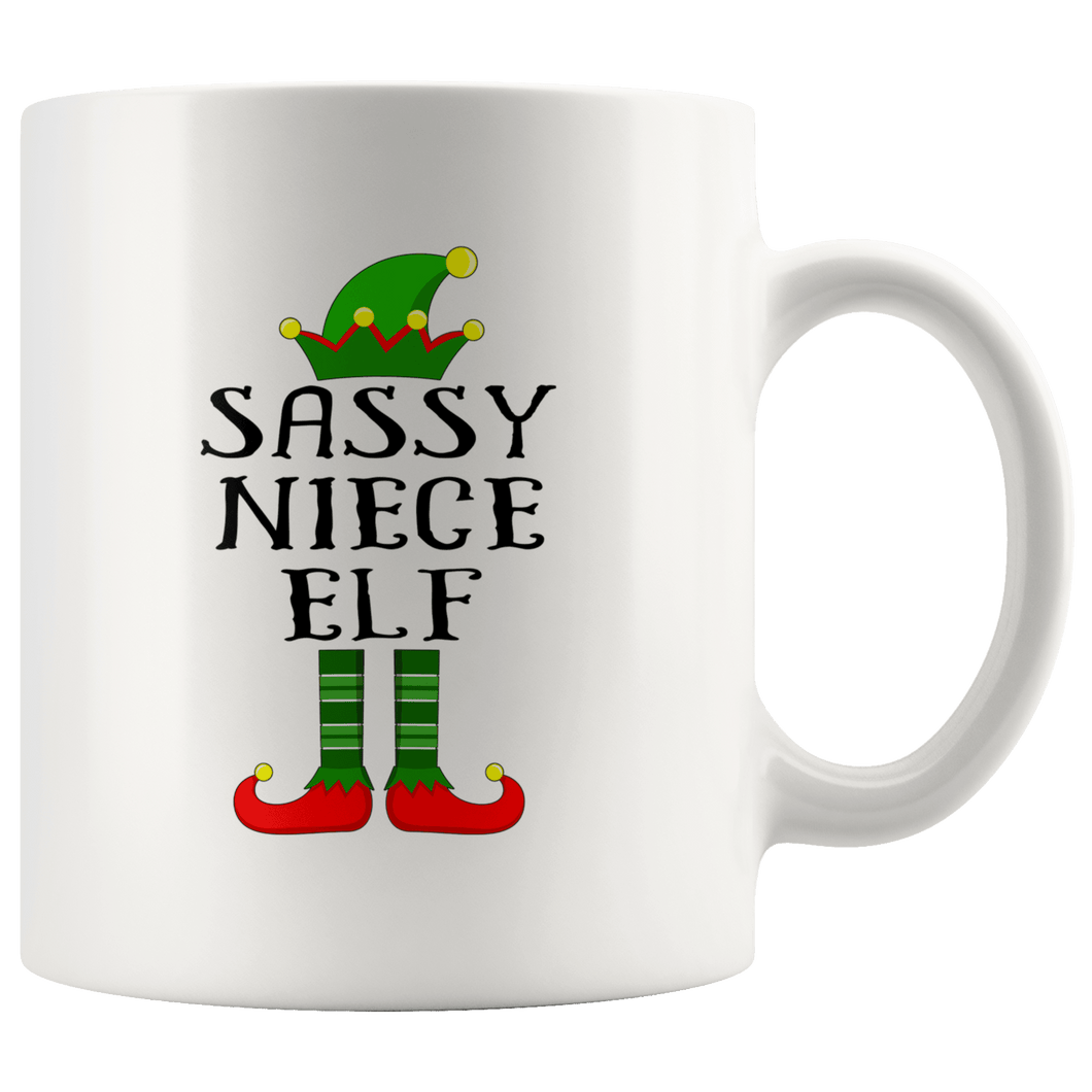 RobustCreative-Im The Sassy Niece Elf Family Matching Outfits PJ - 11oz White Mug Christmas group green pjs costume Gift Idea