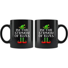 Load image into Gallery viewer, RobustCreative-Im The Stepmom of Elves Family Matching Elf Outfits PJ - 11oz Black Mug Christmas group green pjs costume Gift Idea
