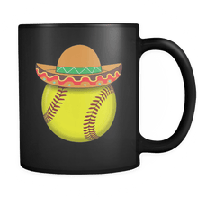 Load image into Gallery viewer, RobustCreative-Funny Softball Mexican Sports - Cinco De Mayo Mexican Fiesta - No Siesta Mexico Party - 11oz Black Funny Coffee Mug Women Men Friends Gift ~ Both Sides Printed
