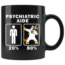 Load image into Gallery viewer, RobustCreative-Psychiatric Aide Dabbing Unicorn 80 20 Principle Graduation Gift Mens - 11oz Black Mug Medical Personnel Gift Idea
