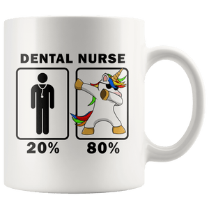 RobustCreative-Dental Nurse Dabbing Unicorn 80 20 Principle Graduation Gift Mens - 11oz White Mug Medical Personnel Gift Idea