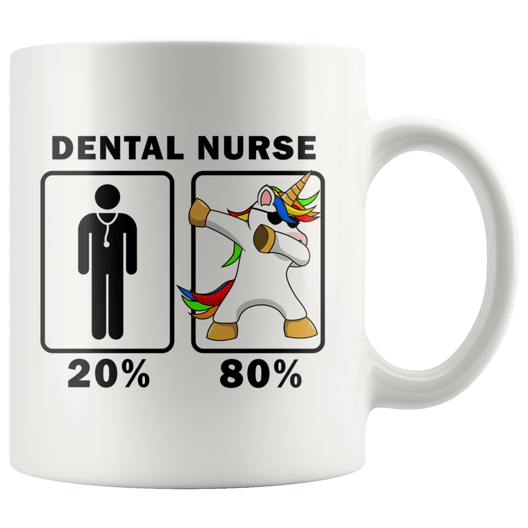 RobustCreative-Dental Nurse Dabbing Unicorn 80 20 Principle Graduation Gift Mens - 11oz White Mug Medical Personnel Gift Idea
