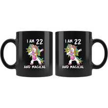 Load image into Gallery viewer, RobustCreative-I am 22 &amp; Magical Unicorn birthday twenty two Years Old Black 11oz Mug Gift Idea
