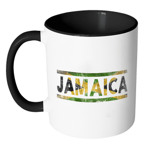 RobustCreative-Retro Vintage Flag Jamaican Jamaica 11oz Black & White Coffee Mug ~ Both Sides Printed
