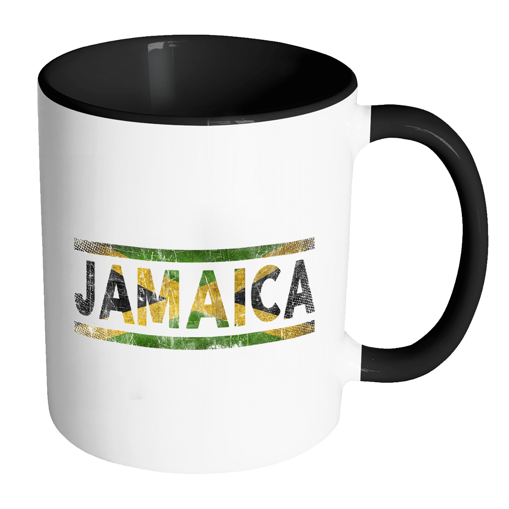 RobustCreative-Retro Vintage Flag Jamaican Jamaica 11oz Black & White Coffee Mug ~ Both Sides Printed