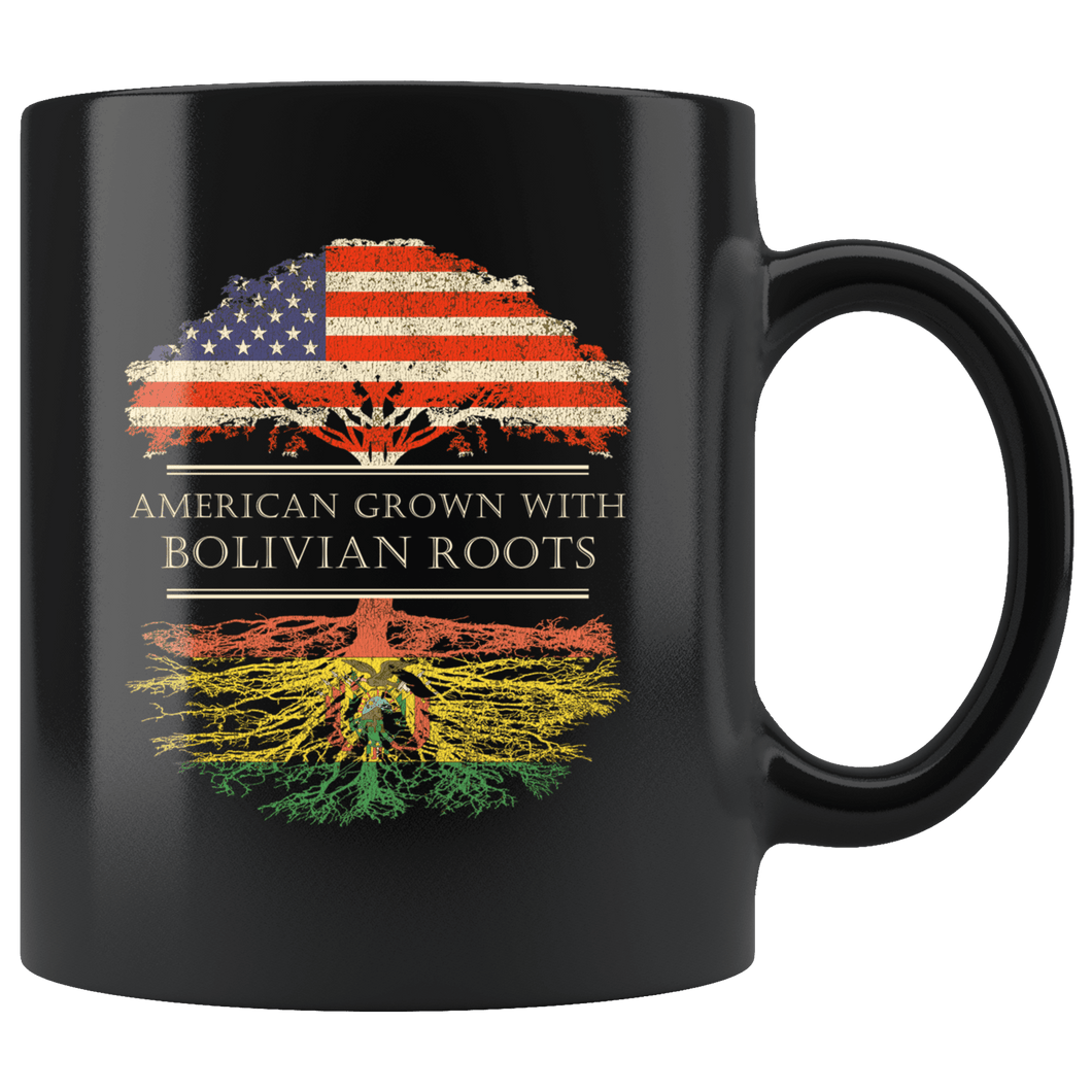 RobustCreative-Bolivian Roots American Grown Fathers Day Gift - Bolivian Pride 11oz Funny Black Coffee Mug - Real Bolivia Hero Flag Papa National Heritage - Friends Gift - Both Sides Printed