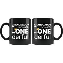 Load image into Gallery viewer, RobustCreative-Granddaddy of Mr Onederful Crown 1st Birthday Baby Boy Outfit Black 11oz Mug Gift Idea
