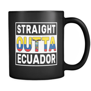 RobustCreative-Straight Outta Ecuador - Ecuadorian Flag 11oz Funny Black Coffee Mug - Independence Day Family Heritage - Women Men Friends Gift - Both Sides Printed (Distressed)