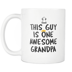 RobustCreative-One Awesome Grandpa - Birthday Gift 11oz Funny White Coffee Mug - Fathers Day B-Day Party - Women Men Friends Gift - Both Sides Printed (Distressed)