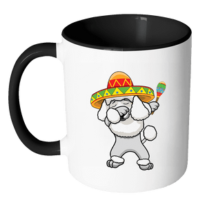 RobustCreative-Dabbing Poodle Dog in Sombrero - Cinco De Mayo Mexican Fiesta - Dab Dance Mexico Party - 11oz Black & White Funny Coffee Mug Women Men Friends Gift ~ Both Sides Printed