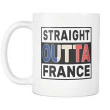 Load image into Gallery viewer, RobustCreative-Straight Outta France - French Flag 11oz Funny White Coffee Mug - Independence Day Family Heritage - Women Men Friends Gift - Both Sides Printed (Distressed)
