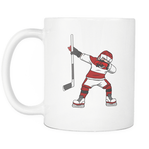RobustCreative-Dabbing Ice Hockey - Hockey 11oz Funny White Coffee Mug - Puck Madness Eat Sleep Hockey Repeat - Women Men Friends Gift - Both Sides Printed (Distressed)