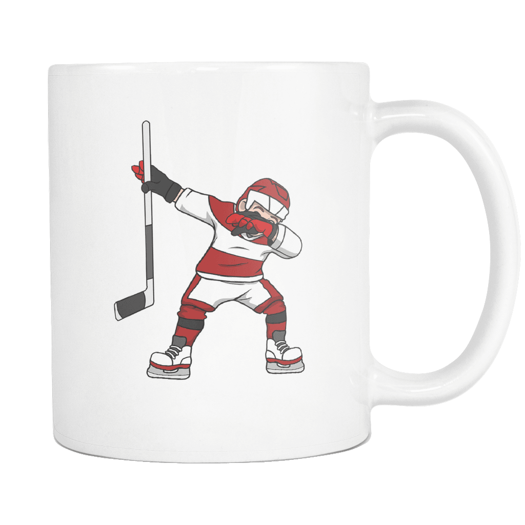 RobustCreative-Dabbing Ice Hockey - Hockey 11oz Funny White Coffee Mug - Puck Madness Eat Sleep Hockey Repeat - Women Men Friends Gift - Both Sides Printed (Distressed)