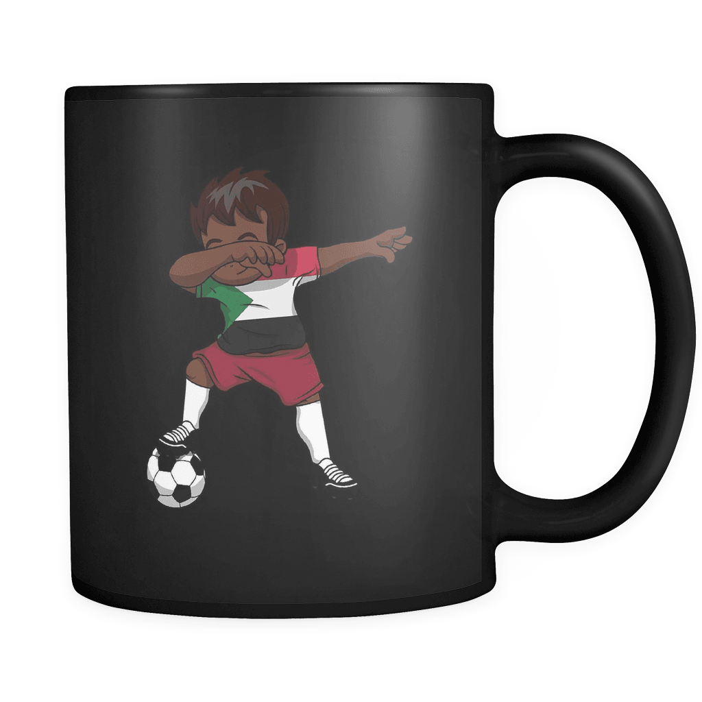 RobustCreative-Dabbing Soccer Boy Sudan Sudanese Khartoum Gifts National Soccer Tournament Game 11oz Black Coffee Mug ~ Both Sides Printed