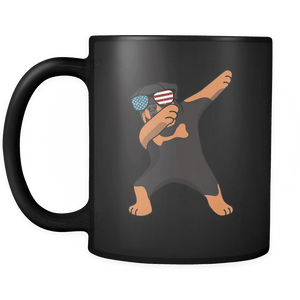RobustCreative-Dabbing Rottweiler Dog America Flag - Patriotic Merica Murica Pride - 4th of July USA Independence Day - 11oz Black Funny Coffee Mug Women Men Friends Gift ~ Both Sides Printed
