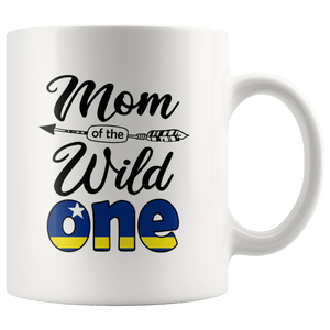 RobustCreative-Curacaoan Mom of the Wild One Birthday Curacao Flag White 11oz Mug Gift Idea
