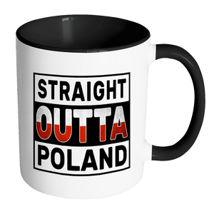 RobustCreative-Straight Outta Poland - Polish Flag 11oz Funny Black & White Coffee Mug - Independence Day Family Heritage - Women Men Friends Gift - Both Sides Printed (Distressed)