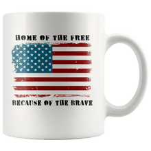 Load image into Gallery viewer, RobustCreative-Home of the Free American Flag Veterans Day - Military Family 11oz White Mug Deployed Duty Forces support troops CONUS Gift Idea - Both Sides Printed
